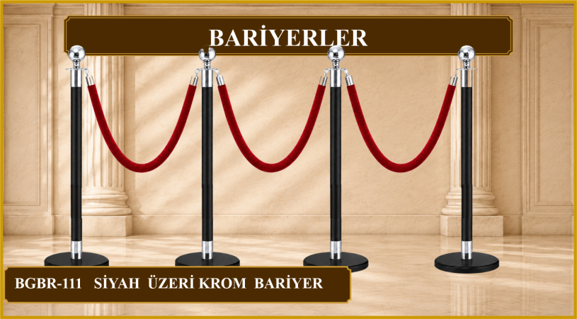 BGBR-111 100 CM SİYAH ÜZERİ KROM BARİYER